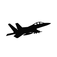 Black silhouette of a fighter jet in flight airplane