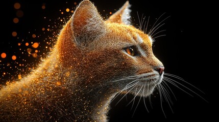 Glowing ginger cat profile portrait