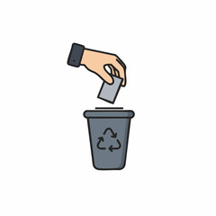 Promoting environmental responsibility Hand disposing of waste into a recycling bin, emphasizing eco-friendly practices