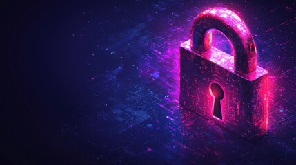 Abstract glowing digital lock illustration