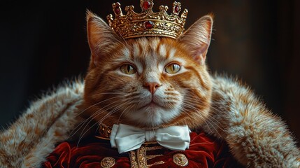 Royal cat in crown and robes
