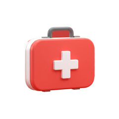 Obraz premium A vibrant red first aid kit with a prominent cross symbol signifies health and safety readiness for emergencies.