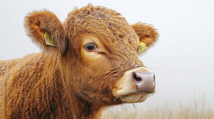 Closeup of brown cow head
