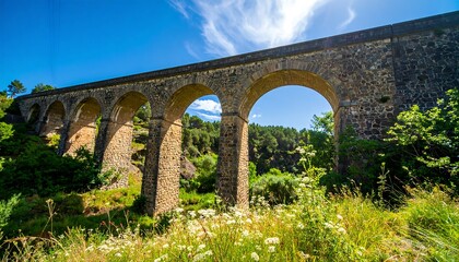 Fototapeta premium Stone arch bridge spanning a valley