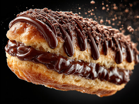 Chocolate Dessert Pastry Sweet Delicious Cream Flaky Appetizing Sugary Bakery Confectionery Brown Glaze Decadent Whipped Indulgence Filling Crispy Savored Yummy Cuisine Temptation Rich Flavor