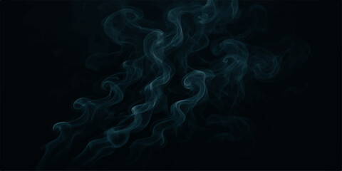 Abstract smoke with flowing waves and colourful light on black background