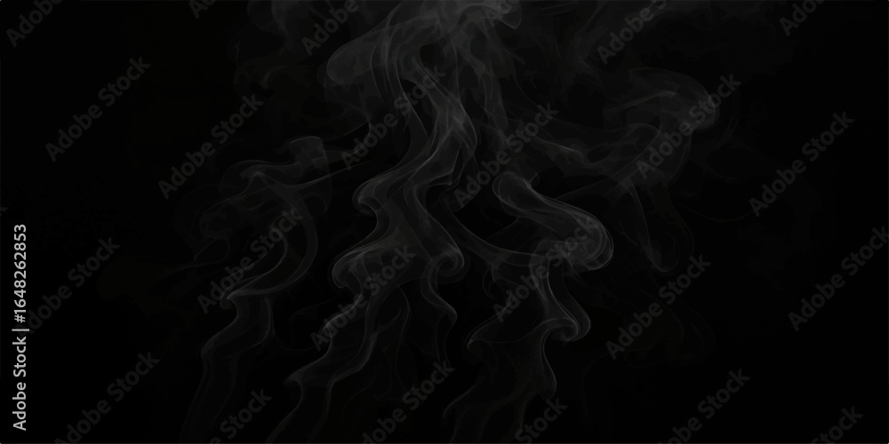 Poster abstract smoke on black background with flowing swirls and smooth patterns