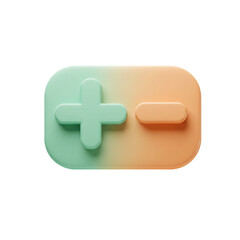 Obraz premium A smooth three-dimensional graphic depicts a plus and minus symbol within a rounded rectangular shape suggesting volume control.