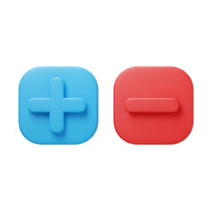 Obraz premium Vibrant rendered symbols of addition and subtraction in bright colors representing mathematical concepts and numerical operations.