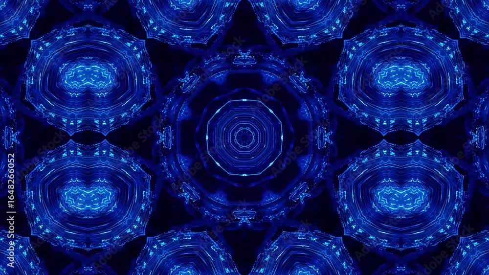 Poster hypnotic blue light tunnel pulsates with energetic, rhythmic patterns creating a mesmerizing visual 