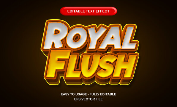 Royal flush text, luxury casino gold editable 3d text effect