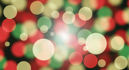 Abstract festive bokeh lights background with red and green circles