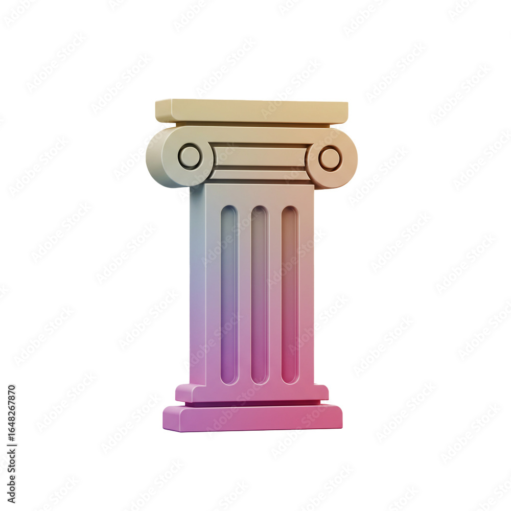 Poster a stylized architectural column rendered with a gradient of colors suggesting a modern and artistic 