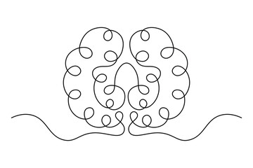 Human Brain Single Line Art Vector – Minimalist Continuous Line Drawing