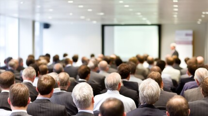 Obraz premium Business conference gathering modern office professional meeting corporate environment attendee perspective networking opportunities