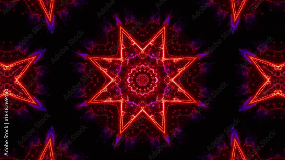 Poster dynamic fiery kaleidoscope patterns pulse with vibrant energy creating an abstract visual spectacle