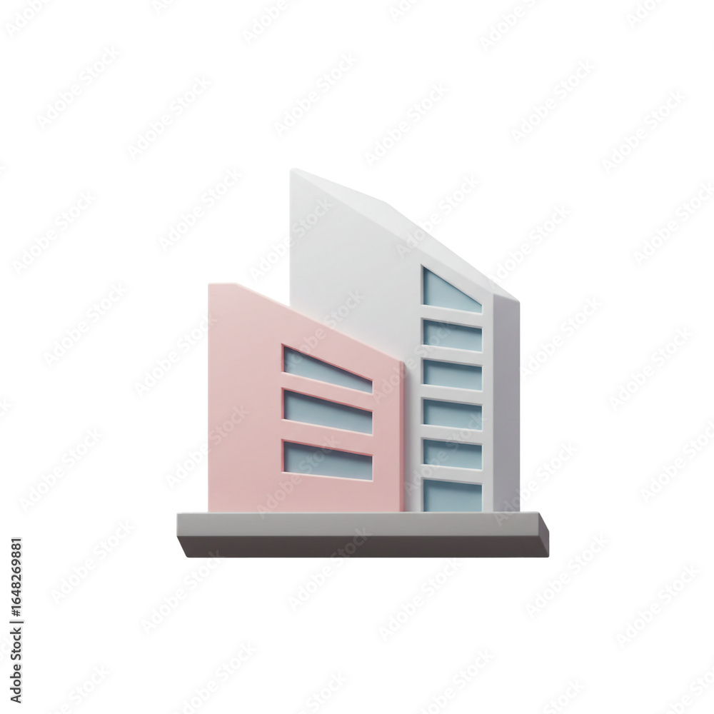 Aufkleber a modern architectural rendering showcasing a minimalist building design with pastel colors and geom
