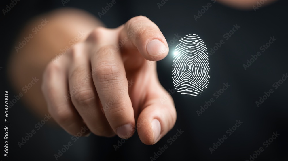 Aufkleber digital fingerprint security action office graphic design modern environment close-up view identity 