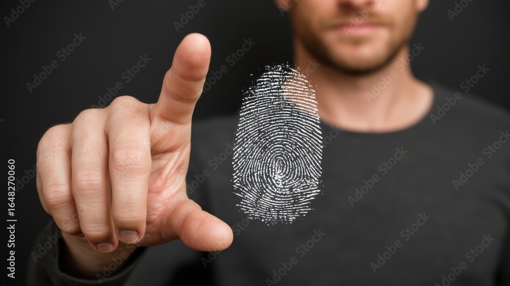 Aufkleber fingerprint recognition technology in action a modern security concept in a digital environment