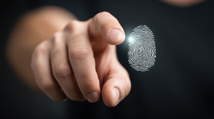 Digital fingerprint security action office graphic design modern environment close-up view identity protection concept