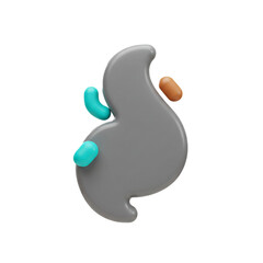 A stylized abstract shape with colorful floating elements suggests a dynamic and modern design suitable for various creative projects.