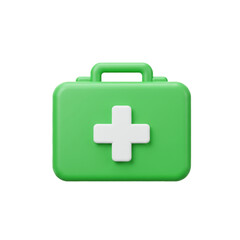 A vibrant green first aid kit featuring a prominent cross symbol suggesting health care and emergency preparedness.