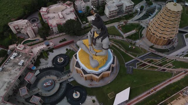 Shiv Dham temple in Vrindavan aerial drone view