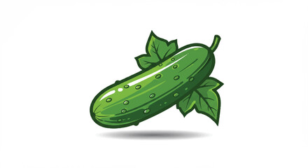 Cartoon Cucumber with Leaves