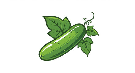Cartoon cucumber with leaves