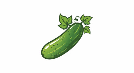 Cartoon drawing of a cucumber with leaves