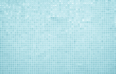 Blue light ceramic wall chequered and floor tiles mosaic background in bathroom, kitchen. Design pattern geometric with grid wallpaper texture decoration pool. Simple seamless abstract surface clean.