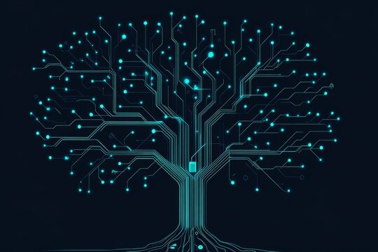 tree with branches like circuits micro chip