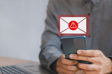 Email Security Warning Notification Concept. new email notification
