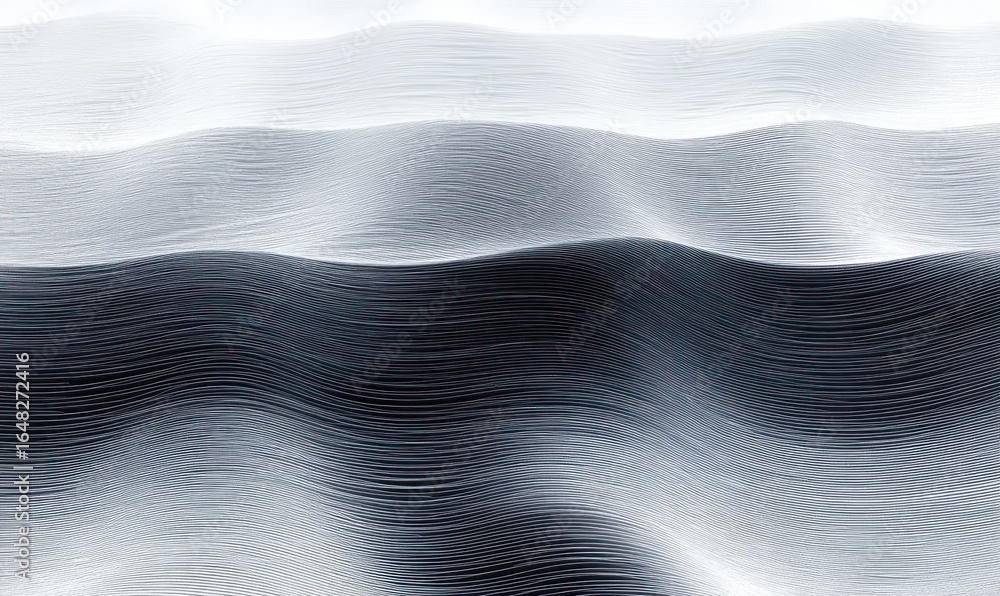Poster abstract textured surface with smooth, flowing waves in shades of black, white, and gray creating a 