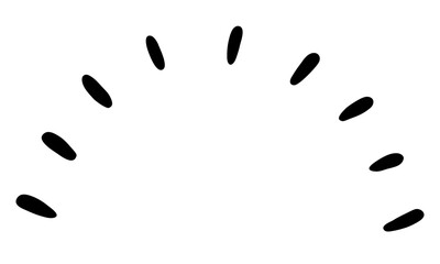 Hand drawn radial lines. Doodle arched sunburst. Doodle lines for emphasis, attention.