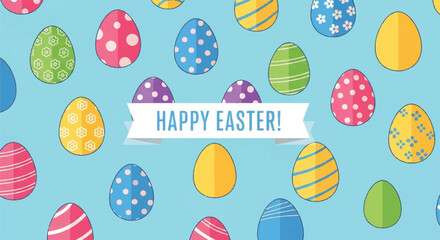 Colorful Easter eggs banner
