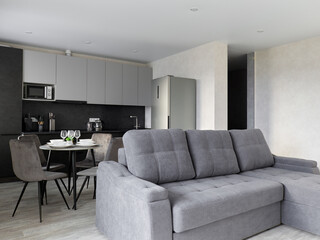 interior design. interior photography of an apartment for rent. One-room apartment with a simple and cozy design. High quality photo