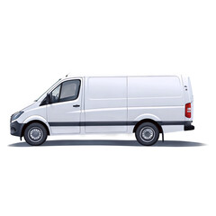 Side view of a white delivery van.