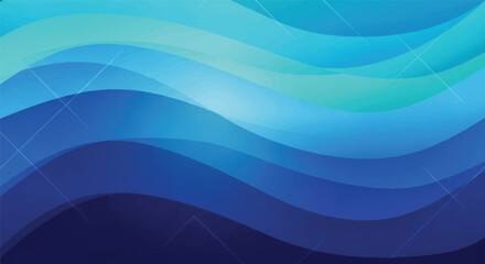 Dynamic abstract composition of layered blue and turquoise wavy bands with subtle linear details.