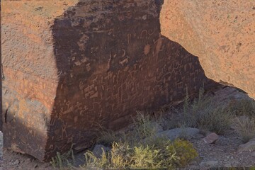 Petroglyphs at the Petrified Forest National Park, Arizona.