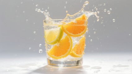 Close-up vibrant citrus drink in a transparent glass