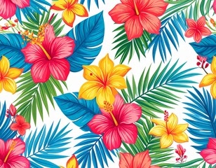 Seamless pattern with flowers, tropical wallpaper