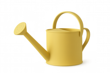 Yellow watering can rendering, transparent background, highlighting gardening and plant nurturing essentials