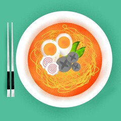 Image of a bowl of ramen with eggs: Simple Bowl of Ramen