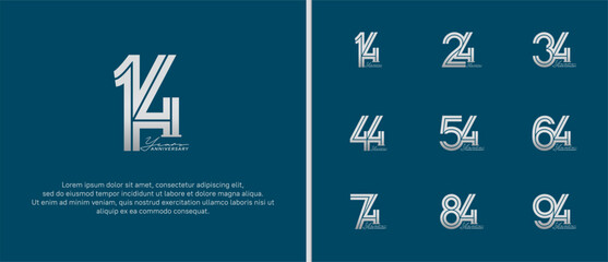 anniversary vector logo set, silver handwriting can be use for celebration