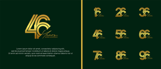 anniversary vector logo set, gold color and golden handwriting can be use for celebration
