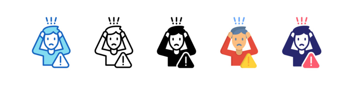 Panic Multiple Style Icon Set Collection. 