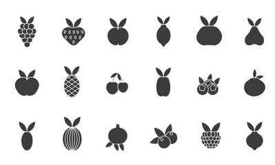 fruit icons set. vector. editable