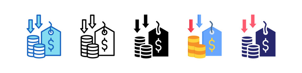 Deflation Multiple Style Icon Set Collection. 