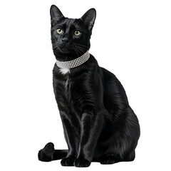 Regal Black Cat with Sparkling Crystal Choker Necklace